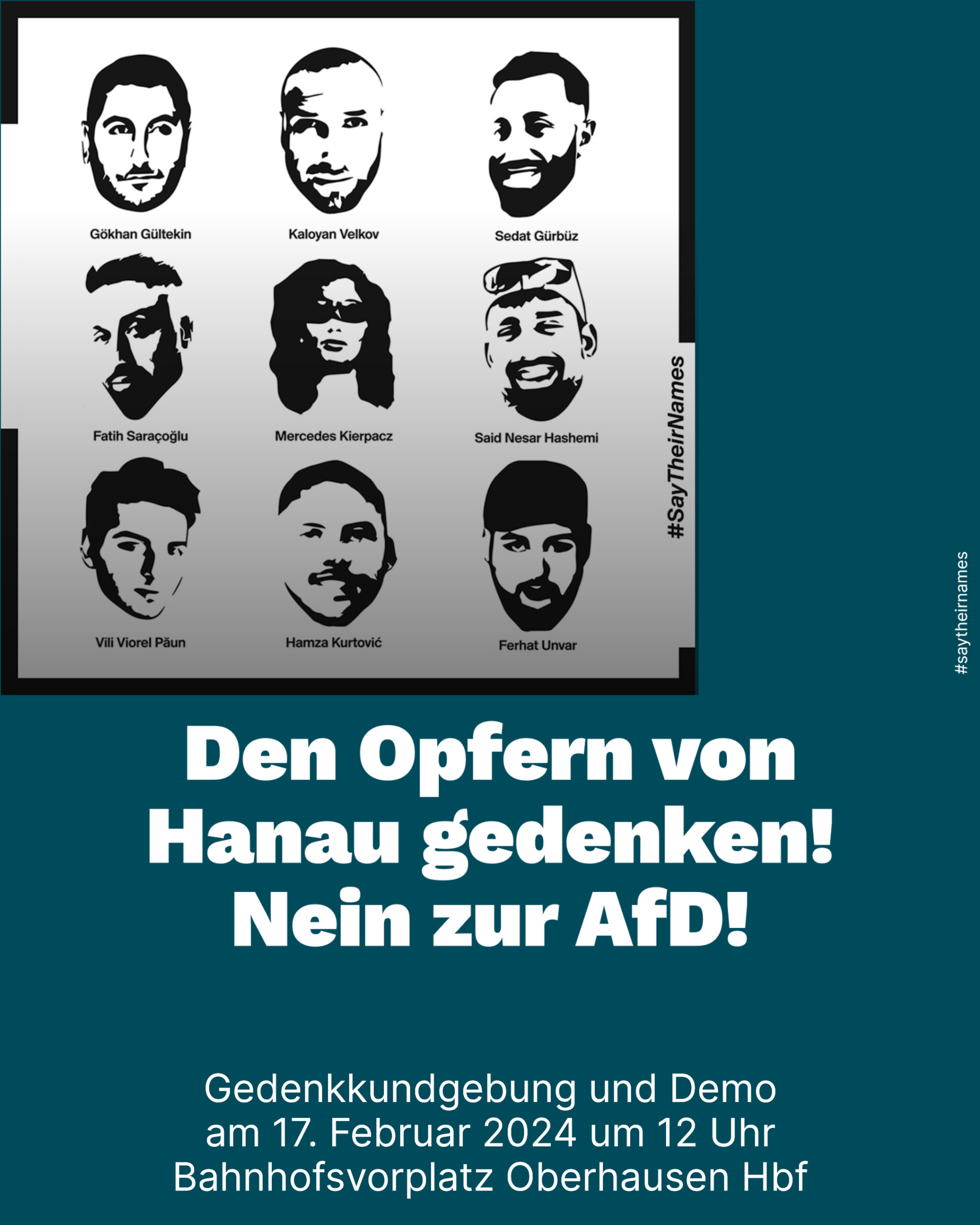 Bündnis ruft für den 17.01. zur Demonstration auf:  Den Hanau-Opfern gedenken – Nein zur AfD – Aufklärung des Anschlags auf das Linke Zentrum!